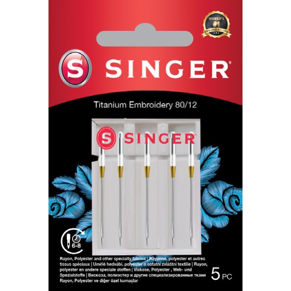 SINGER Heavy Duty Titanium Embroidery Needles, 5 pcs | SiuvimoManija.lt | Sewing machines in Lithuania