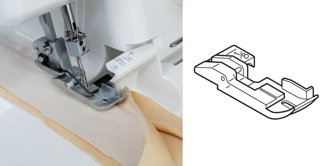 1/8″ and 3/16″ overlocker feet for inserting cord/piping ELNA 202-039-011