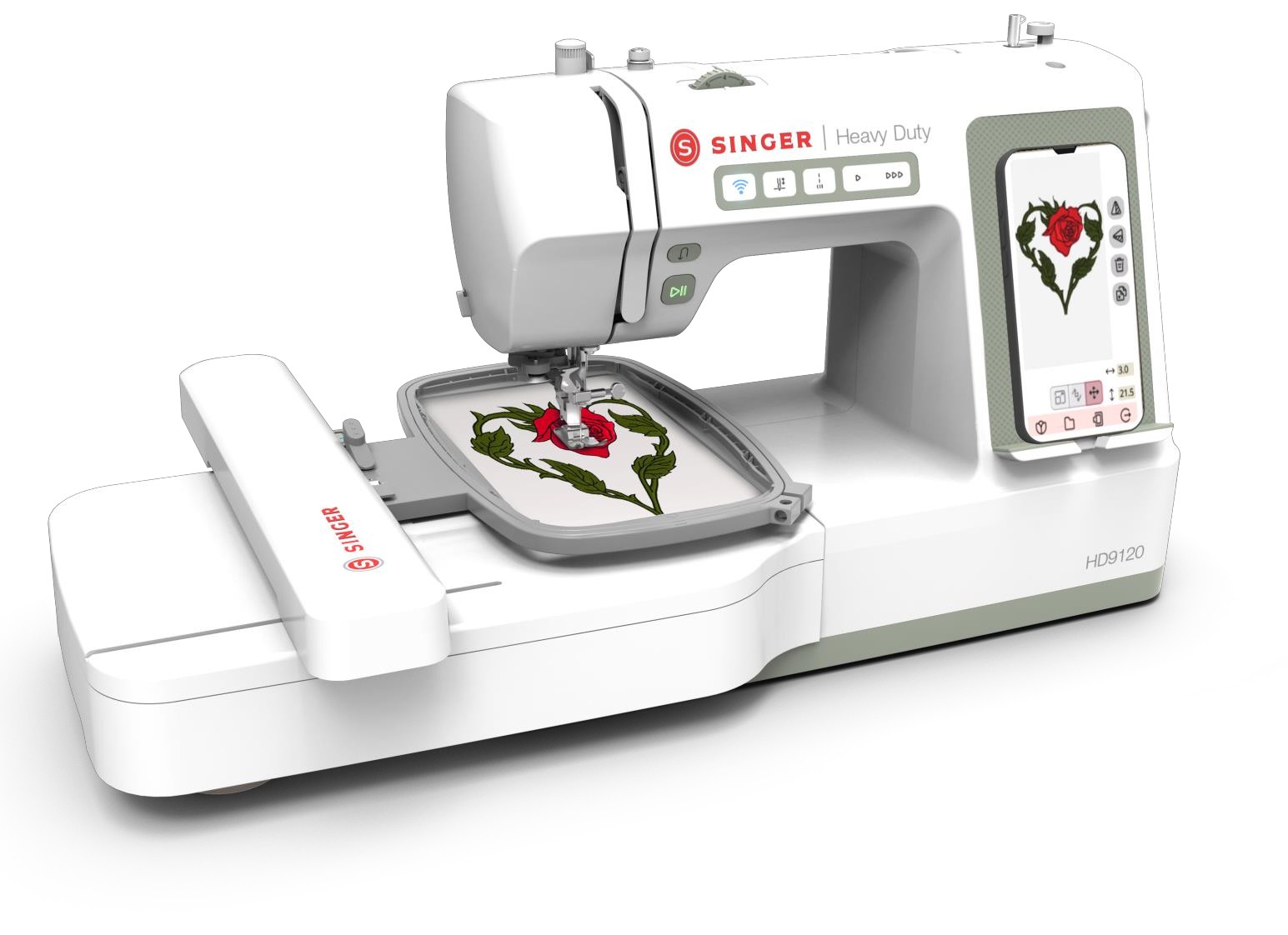 SINGER HD9125 with the embroidery attachment fitted