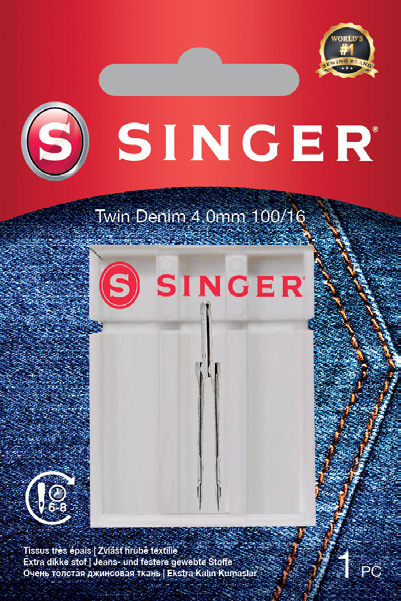 SINGER Twin Denim Needle 4.0 mm 100/16, 1 pc